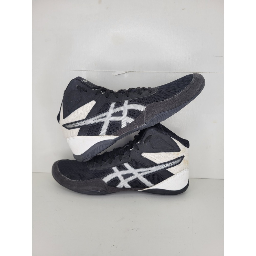 ASICS Matflex Wrestling Shoes Mens Sz 9 Black White Silver Boxing MMA Flat Shoes - Picture 8 of 8